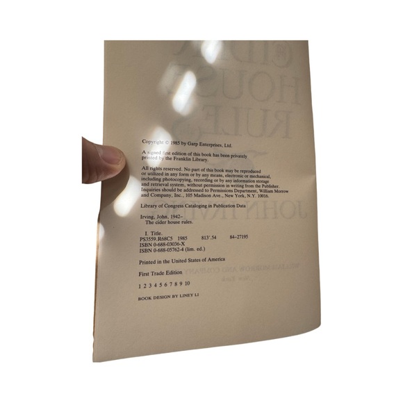 The Cider House Rules: 1st Trade Edition Hardcover: GUC: Bestseller: John Irving - Picture 5 of 6